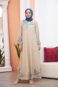 ETEĞİ SULU ARMONİCA ELBİSE BEJ - 3