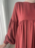SALAŞ KETEN ELBİSE BORDO - 3