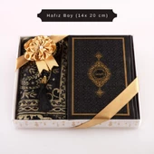 Kuran +  Seccade +  Tesbih Hediye Seti (Hafız Boy, Termo Deri, Desenli Kutu, Siyah) thumbnail 1