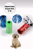 QASUL 4'lü Evcil Hayvanlar İçin Pati Desenli Kedi Köpek Kaka Poşeti - 1