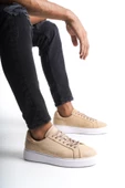 Erkek Hakiki Deri Kalın Taban Bağcıklı Tam Kalıp Günlük Spor Ayakkabı Sneaker - 4