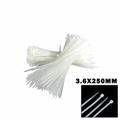500 Adet 3.6x250 mm Beyaz Plastik Kelepçe Cırt Kelepçe Kablo Bağı - 1