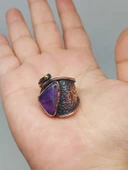 İri Boy Ametist Taşı Ayarlanabilir Bakır Yüzük (52720) thumbnail 1
