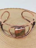 Unakit Taşlı Motifli Bakır Bileklik (52672) - 3