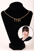 Gold Lisa Yazılı Harfli Blackpink 45cm Zincirli Hediyelik Kolye - 1