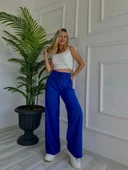 Kadın Bağlama Detaylı Pantolon Saks Mavisi thumbnail 6