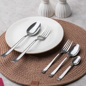 Porsima Tokyo Çelik Servis Takımı - Yemek Tatlı Servis Seti - Sade Çatal Kaşık Takımı - 6 Kişilik 30 Parça - 1