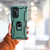 Pilelistore Xi̇aomi̇ Redmi̇ Note 10 Pro 4G Yüzüklü Standli  Tank Kilif  (Armor Military Case)  Yeşi̇l - 1