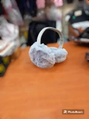 kışlık peluş kulaklık gri rengi soğuk önleyiçi kulaklık - 1