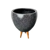 Bitki Tasarımı Siyah Granit Toprak Saksı Saksılık Salon Çiçeklik 3 Ayaklı - 15 CM thumbnail 7