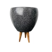 Bitki Tasarımı Siyah Granit Toprak Saksı Saksılık Salon Çiçeklik 3 Ayaklı - 15 CM thumbnail 4