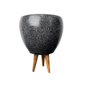 Bitki Tasarımı Siyah Granit Toprak Saksı Saksılık Salon Çiçeklik 3 Ayaklı - 15 CM thumbnail 2