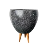 Bitki Tasarımı Siyah Granit Toprak Saksı Saksılık Salon Çiçeklik 3 Ayaklı - 15 CM thumbnail 5