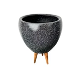 Bitki Tasarımı Siyah Granit Toprak Saksı Saksılık Salon Çiçeklik 3 Ayaklı - 15 CM thumbnail 6