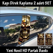 kuru kafa iskelet oto kapı sticker 2li sağ sol kapı direk için folyo kaplama - tuning modifiye görünüm - 1