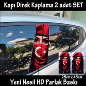 tr ayııldızlı asker oto kapı sticker 2li sağ sol kapı direk için folyo kaplama - tuning modifiye görünüm - 1