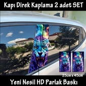 renkli kaplan oto kapı sticker 2li sağ sol kapı direk için folyo kaplama - tuning modifiye görünüm - 1