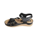 YAZKIŞ Kadın Siyah Vizon Önü Çift Çapraz Bantlı Bilği Çrtlı Rahat Comfort Taban Esnek Sandalet thumbnail 6