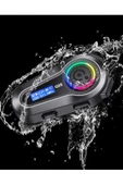 Motorsiklet Kask Interkom Kulaklık RGB Işık LCD Ekranlı FM Radyo Bluetooth 5.3 Çift Telefon Bağlantı - 5