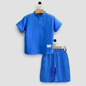 Triliya Erkek Çocuk Yazlık Tişört Kapri Takımı-Müslin Keten Organik Kumaş, 3-11 Yaş, Cepli, Lüks - 3