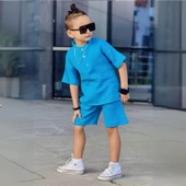 Triliya Erkek Çocuk Yazlık Tişört Kapri Takımı-Müslin Keten Organik Kumaş, 3-11 Yaş, Cepli, Lüks - 8