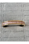 Kadın Çelik Gold Renk Pembe Baget Taşlı Suyolu Model Tasarım Kelepçe Bileklik - 3