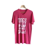 Hayvansever Tişört Dogs Leave Paw Prints in Your Heart Pembe - 4