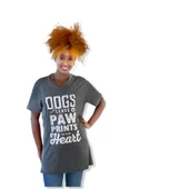 Hayvansever Tişört Dogs Leave Paw Prints in Your Heart Gri - 2