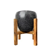 Bitki Tasarımı Siyah Granit Toprak Saksı Saksılık Salon Çiçeklik 4 Ayaklı - 15 CM thumbnail 1