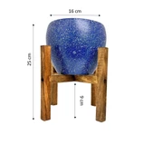 Bitki Tasarımı Lacivert Granit Toprak Saksı Saksılık Salon Çiçeklik 4 Ayaklı - 15 CM - 3