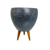 Bitki Tasarımı Gri Granit Toprak Saksı Saksılık Salon Çiçeklik 3 Ayaklı - 15 CM thumbnail 1