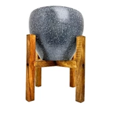 Bitki Tasarımı Gri Granit Toprak Saksı Saksılık Salon Çiçeklik 4 Ayaklı - 15 CM thumbnail 1