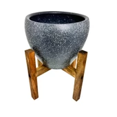 Bitki Tasarımı Gri Granit Toprak Saksı Saksılık Salon Çiçeklik 4 Ayaklı - 15 CM thumbnail 6
