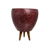 Bitki Tasarımı Bordo Granit Toprak Saksı Saksılık Salon Çiçeklik 3 Ayaklı - 15 CM thumbnail 3
