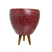 Bitki Tasarımı Bordo Granit Toprak Saksı Saksılık Salon Çiçeklik 3 Ayaklı - 15 CM thumbnail 5