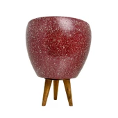 Bitki Tasarımı Bordo Granit Toprak Saksı Saksılık Salon Çiçeklik 3 Ayaklı - 15 CM thumbnail 6