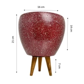 Bitki Tasarımı Bordo Granit Toprak Saksı Saksılık Salon Çiçeklik 3 Ayaklı - 15 CM thumbnail 2