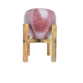 Bitki Tasarımı Bordo Granit Toprak Saksı Saksılık Salon Çiçeklik 4 Ayaklı - 15 CM thumbnail 4