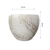 Bitki Tasarımı Beyaz Üzeri Gold Mermer Efektli Toprak Saksı Saksılık Salon Çiçeklik - 15 Cm - 2