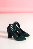Lillian Topuklu Haki Kadife Ayakkabı thumbnail 4