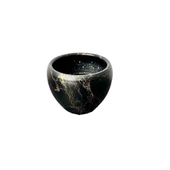 Bitki Tasarımı Siyah Üzeri Gold Mermer Efektli Toprak Saksı Saksılık Salon Çiçeklik - 15 Cm - 6