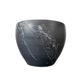 Bitki Tasarımı Gri Üzeri Beyaz Mermer Efektli Toprak Saksı Saksılık Salon Çiçeklik - 15 Cm thumbnail 1