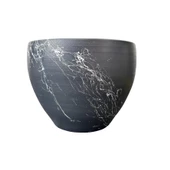 Bitki Tasarımı Gri Üzeri Beyaz Mermer Efektli Toprak Saksı Saksılık Salon Çiçeklik - 15 Cm thumbnail 3