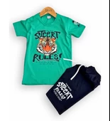 Triliya-Erkek Çocuk Kaplan Baskılı Likralı Tişört & Kapri Takımı - Modern ve Şık - 2