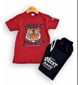 Triliya-Erkek Çocuk Kaplan Baskılı Likralı Tişört & Kapri Takımı - Modern ve Şık - 4