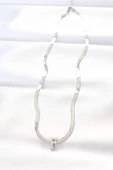 316L Çelik F Harfli Silver Renk İtalyan Zincirli Kolye - TJ-BKO8532 - 2