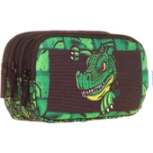 Kaukko Üç Bölmeli Yeşil Ejderha Erkek Çocuk Kalem Çantası - 1
