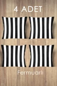 LOVİSSE HOME Siyah Beyaz Çizgili Zebra Kırlent - Yastık Kırlent Kılıfı - Fermuarlı - Premium Kırlent - 2