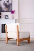 MELLMOD Relax Mod ahşap ayak bukle Berjer krem - 3