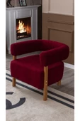 MELLMOD Sweet mod Ahşap Ayaklı Bukle Berjer Bordo - 1